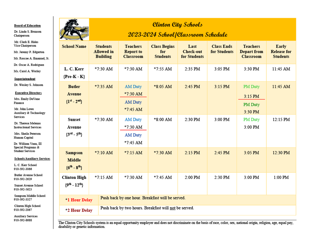 CCS School Start and End Times
